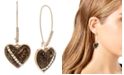 Betsey Johnson Gold-Tone Crystal Leopard Animal-Print Heart Drop Earrings 